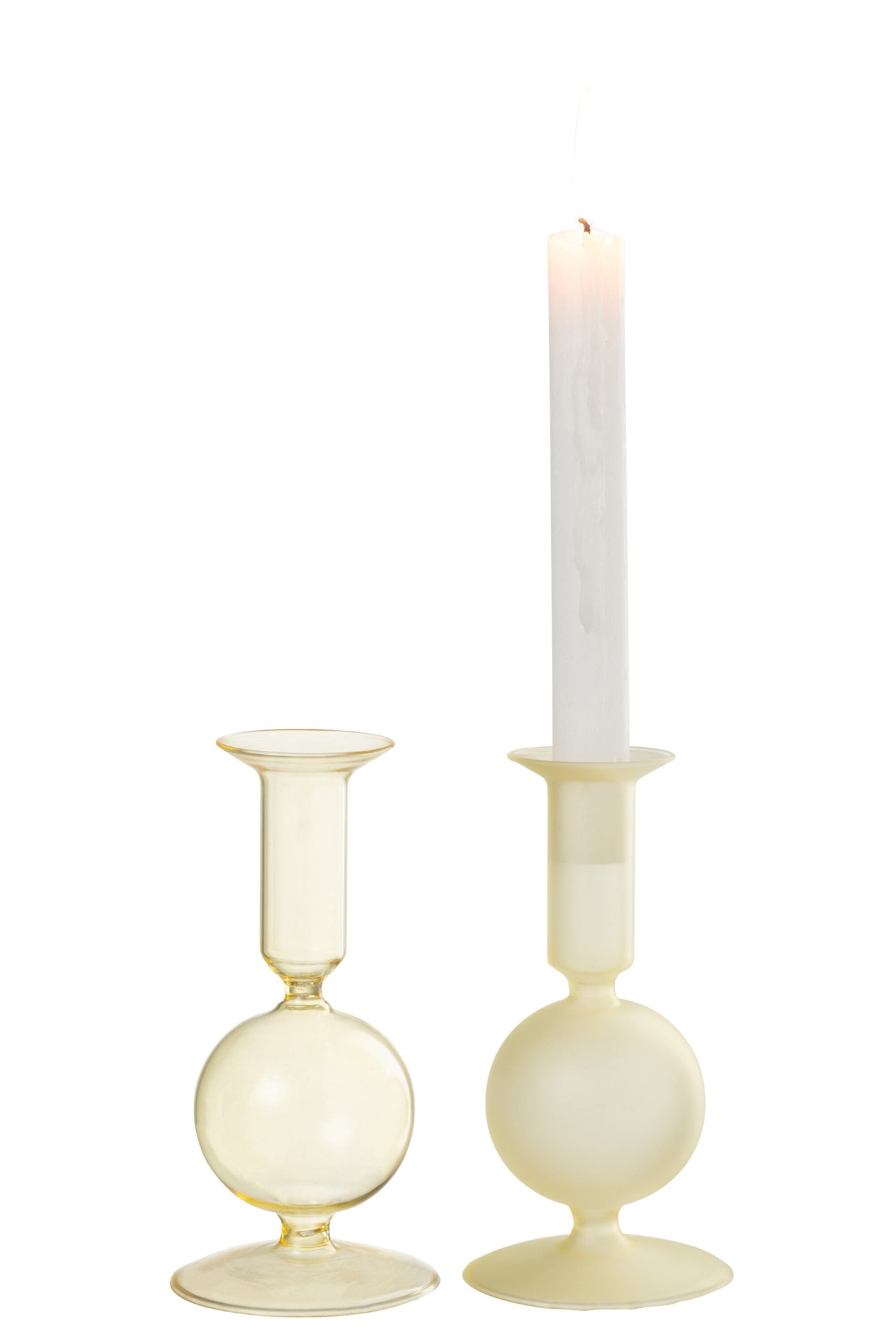 J-LINE KAARSENHOUDER 1 ORB MAT/TRANSPARANT GLAS LICHTGEEL KLEIN SET VAN 2 - Tuincentrum Lopik