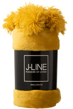 J-LINE PLAID POMPOM POLYESTER OCHRE - Tuincentrum Lopik