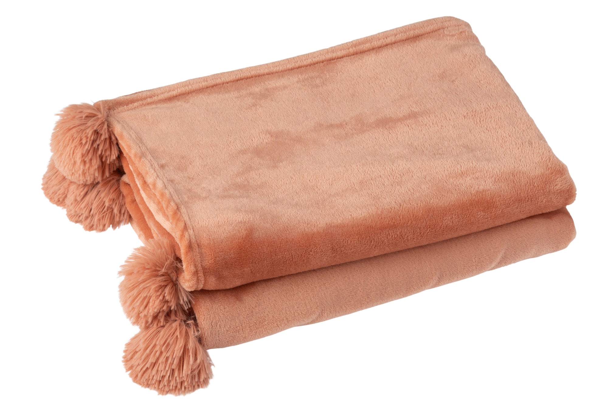 J-LINE PLAID POMPOM POLYESTER PERZIK - Tuincentrum Lopik