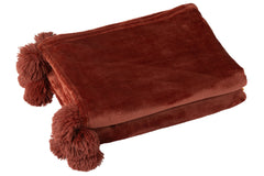 J-LINE PLAID POMPOM POLYESTER MARSALA - Tuincentrum Lopik