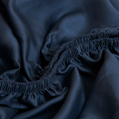 Coco & Cici - Tencel Sateen Hoeslaken 60 x 120 cm - 1 Persoons Beddengoed - Kinderbeddengoed - Lyocell - Hypoallergeen & Extra Zacht - Donker Blauw - Tuincentrum Lopik