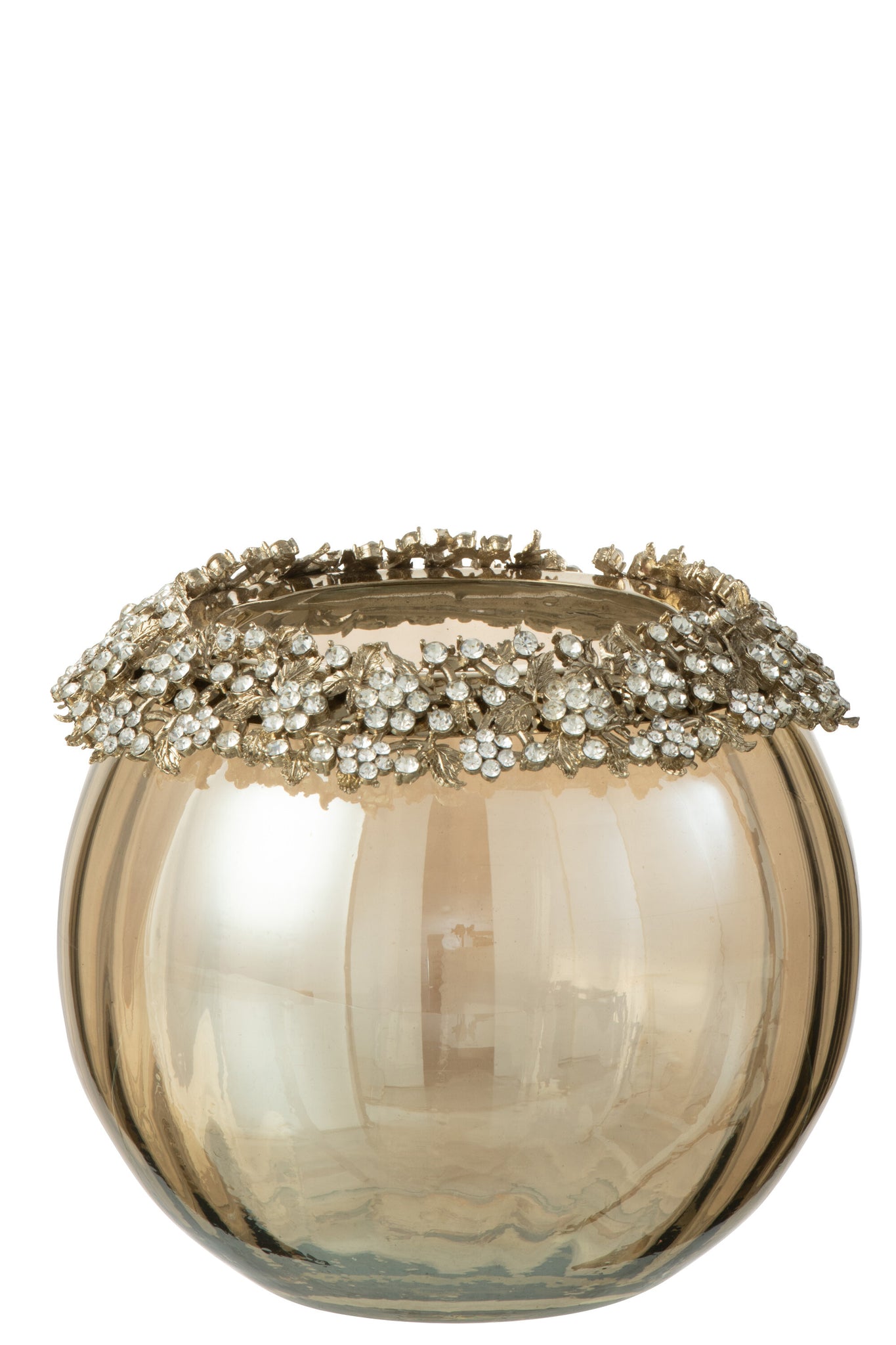 J-LINE TEALIGHT HOLDER VOLVE METAL/GLASS GOLD/BRONZE LARGE
