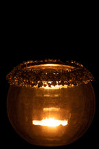 J-LINE TEALIGHT HOLDER VOLVE METAL/GLASS GOLD/BRONZE LARGE