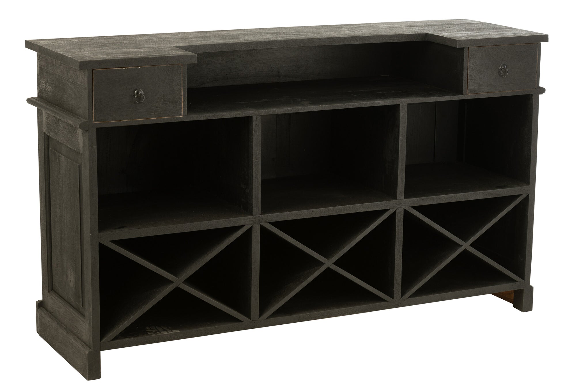J-LINE BAR 2 LADES MANGOHOUT ZWART L180XB55XH106CM - Tuincentrum Lopik