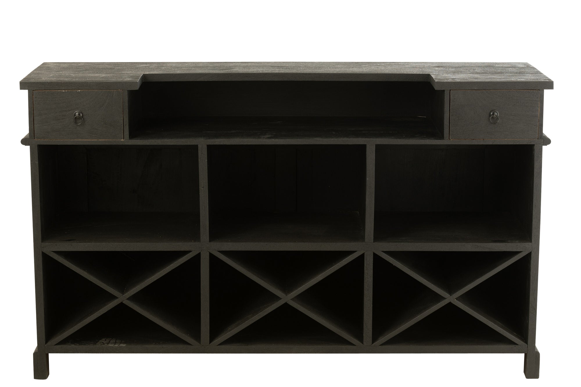 J-LINE BAR 2 LADES MANGOHOUT ZWART L180XB55XH106CM - Tuincentrum Lopik