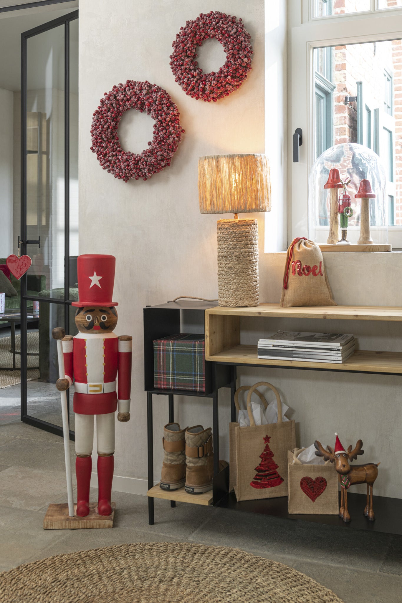J-LINE BAG CHRISTMAS TREE SEQUIN JUTE NATUREL ASSORTIMENT VAN 2 - Tuincentrum Lopik