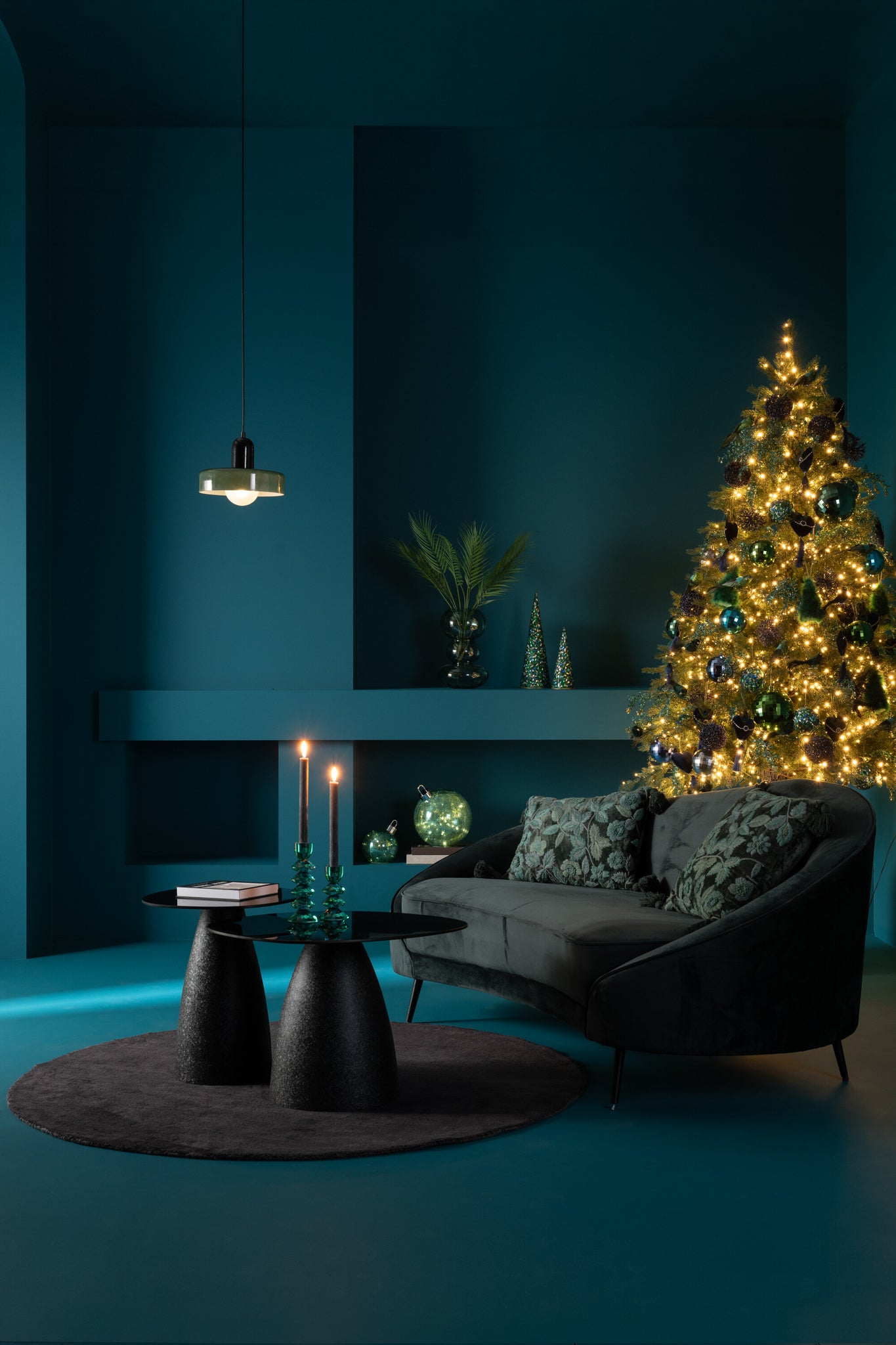 Tapis rond en viscose fait main noir