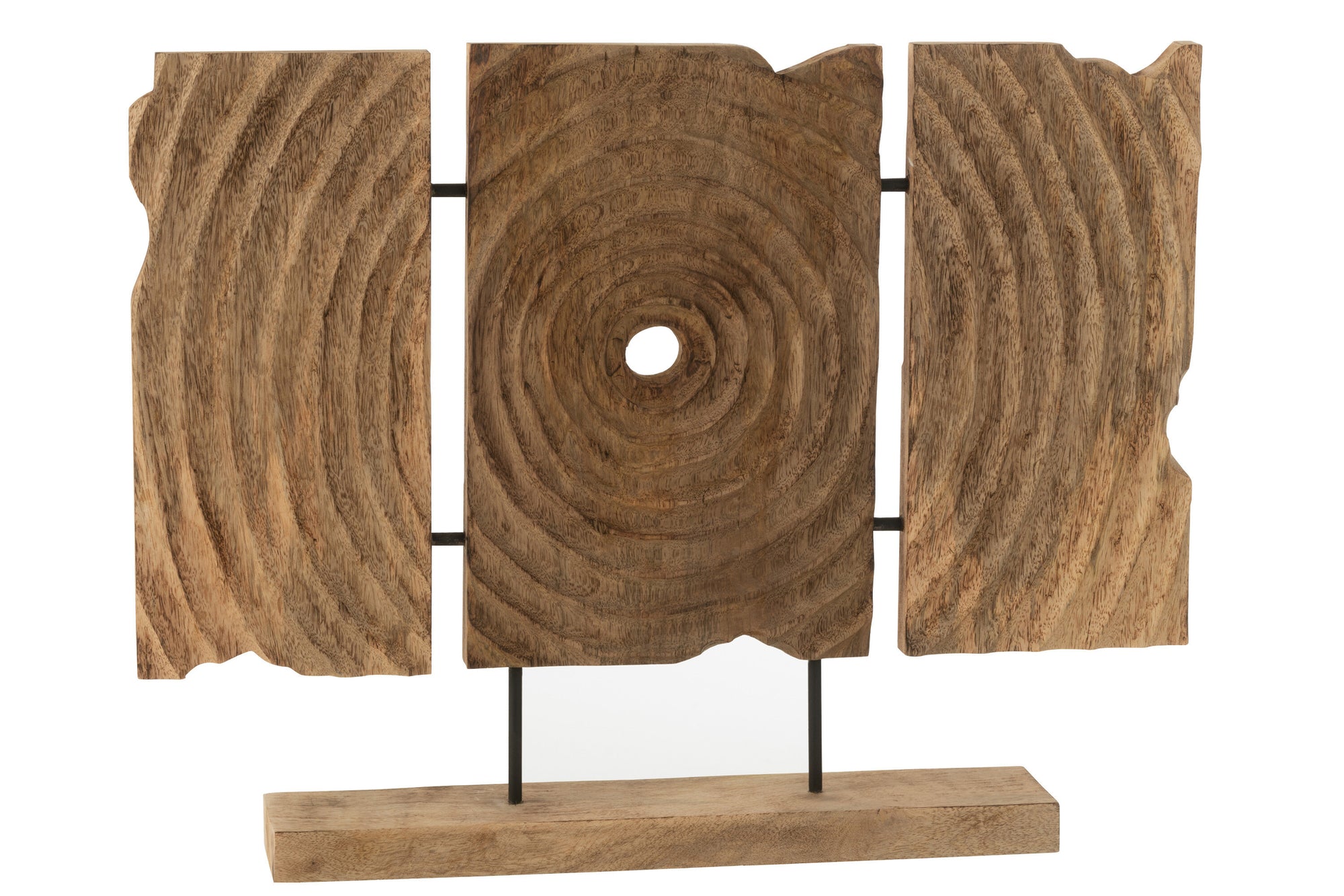 J-LINE TRIPTYCH CARVED ON STAND MANGO WOOD NATURAL - Tuincentrum Lopik