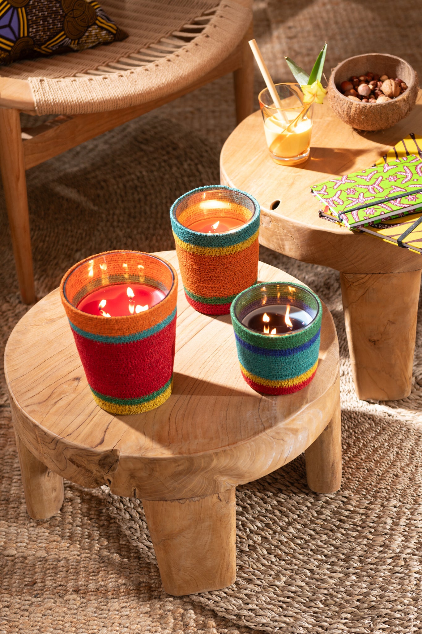 J-LINE GEURKAARS MAND BLAUW – WAX/MAND/GLAS – 55 UUR – SET VAN 2 - Tuincentrum Lopik
