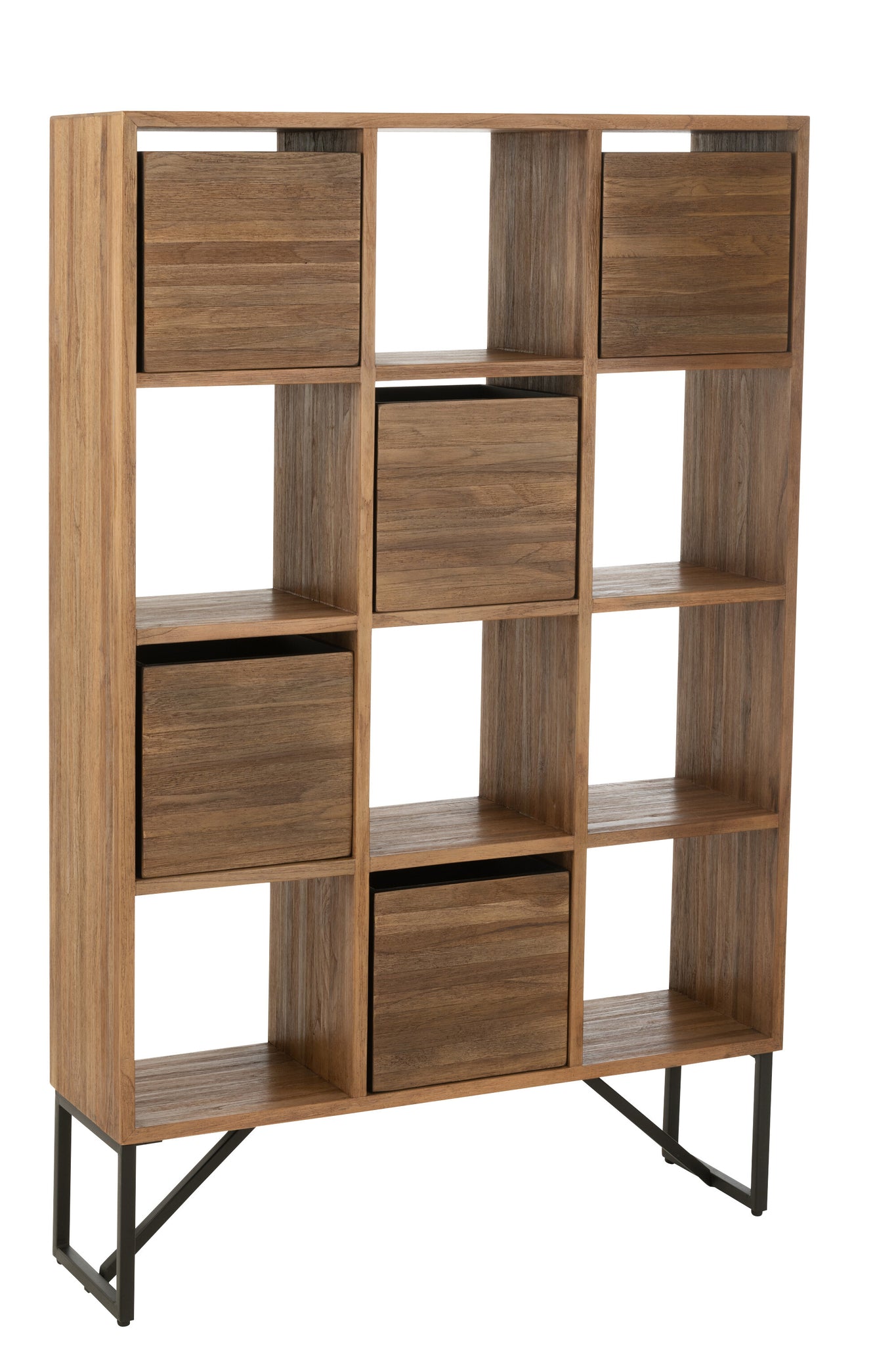 J-LINE KAST MET LADES GERECYCLED TEAK NATUREL - Tuincentrum Lopik