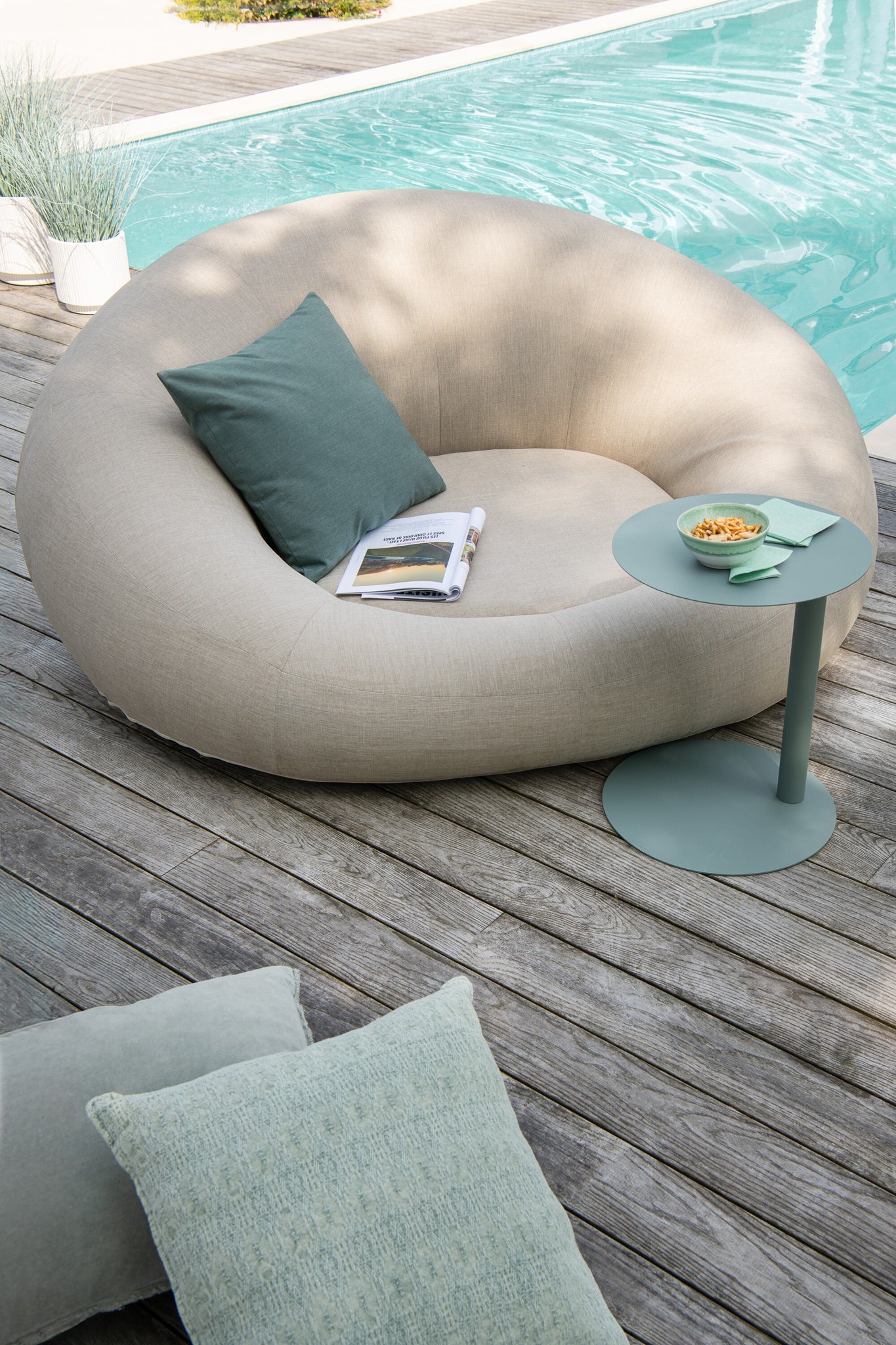 J-LINE KUSSEN OUTDOOR – POLYPROPYLEEN/POLYESTER – GROEN – 50 CM - Tuincentrum Lopik