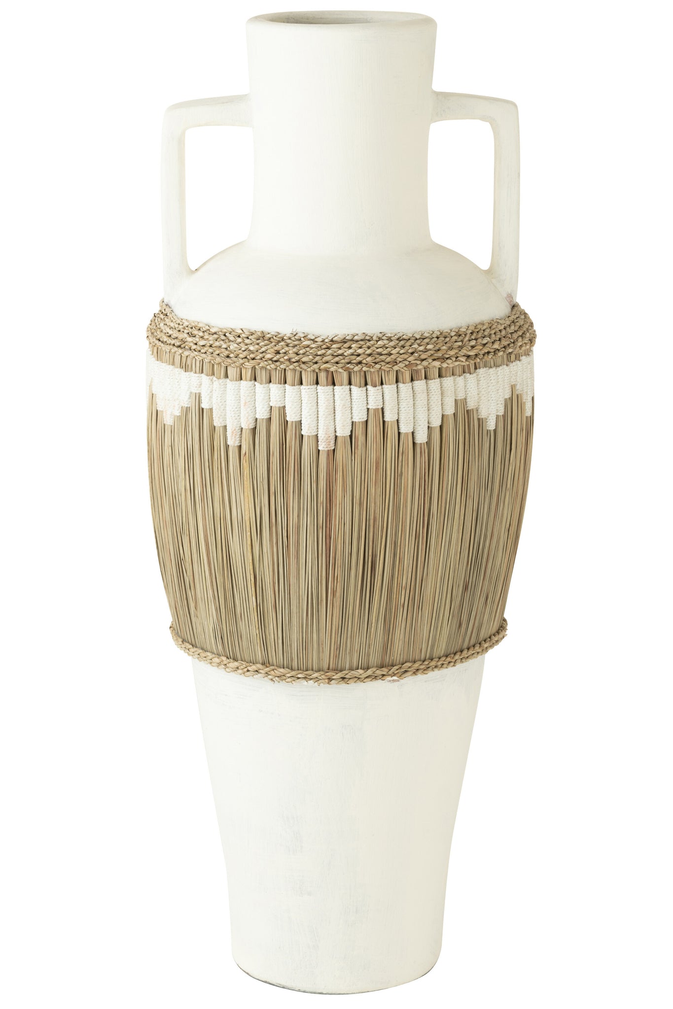 J-LINE VASE MUSTER+GRIFFE TERRAKOTTA/SEAGRAS WEISS/NATUR