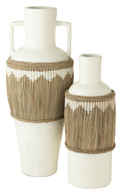 J-LINE VASE MUSTER+GRIFFE TERRAKOTTA/SEAGRAS WEISS/NATUR