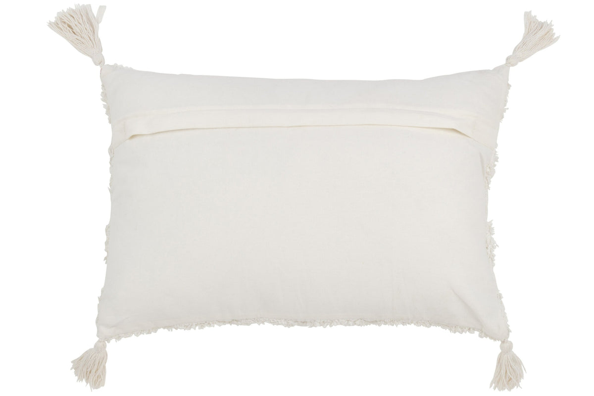 J-LINE KUSSEN TUFTED MET KWASTJES & PAILLETTEN – KATOEN – WIT/GOUD – 60×40 CM