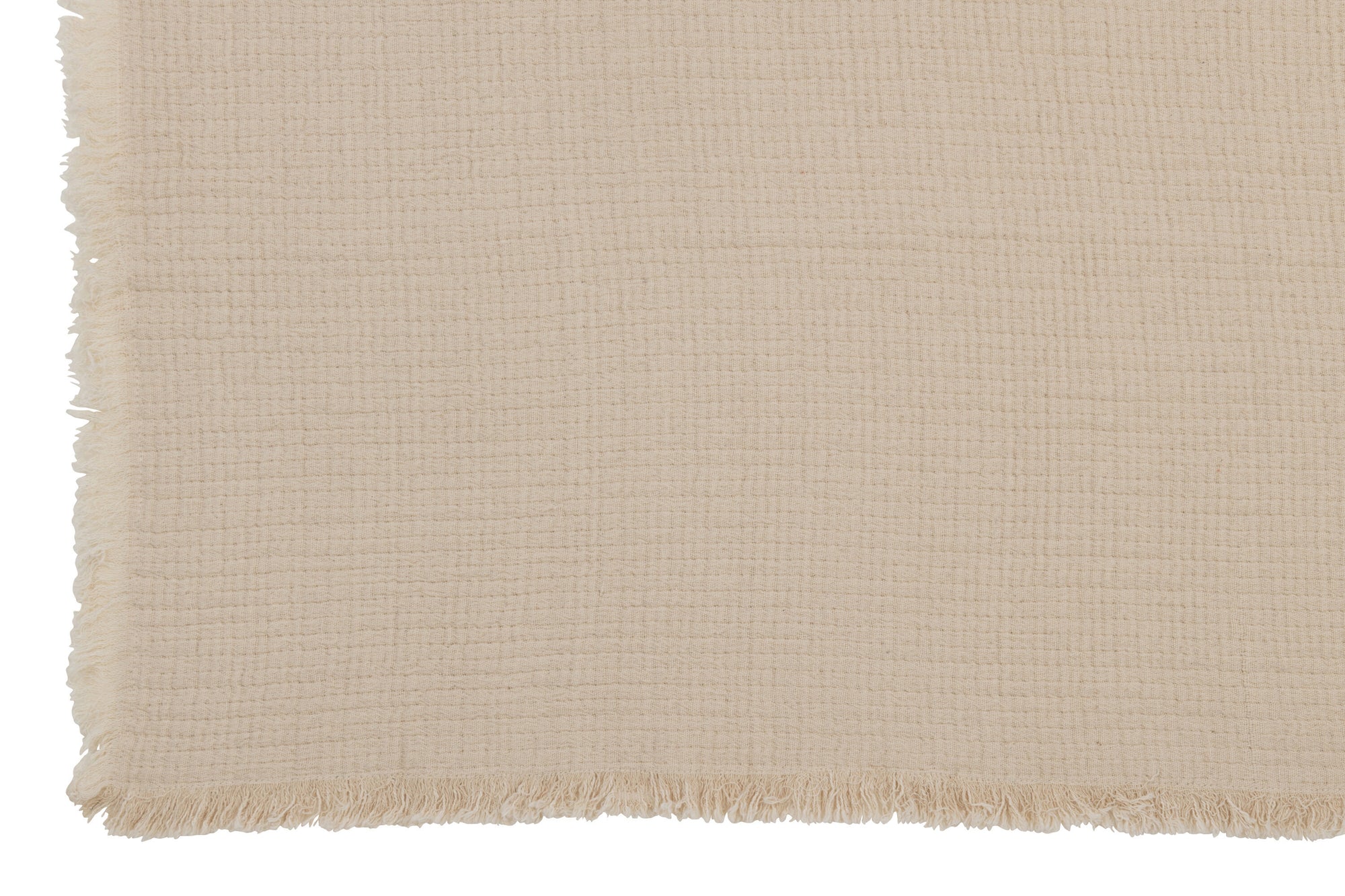 J-LINE PLAID FRINGES COTTON MUSLIN LIGHT BEIGE - Tuincentrum Lopik