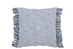 J-LINE KUSSEN SEMI-EFFEN WEVING + FRANJES – KATOEN – WIT/BLAUW – 45 CM