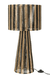 J-LINE TAFELLAMP STRIPES STRINGS METAAL/PAPIER ZWART/NATUREL Ø36X69CM E27 - Tuincentrum Lopik