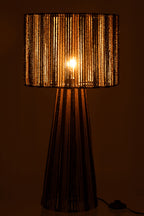 J-LINE TAFELLAMP STRIPES STRINGS METAAL/PAPIER ZWART/NATUREL Ø36X69CM E27 - Tuincentrum Lopik
