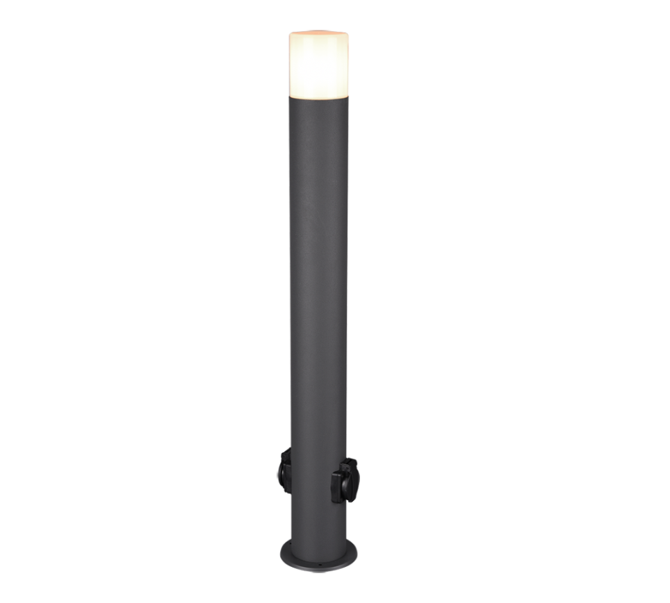 TRIO PADLAMP HOOSIC MET 2 STOPCONTACTEN ALUMINIUM ANTRACIET 80 CM