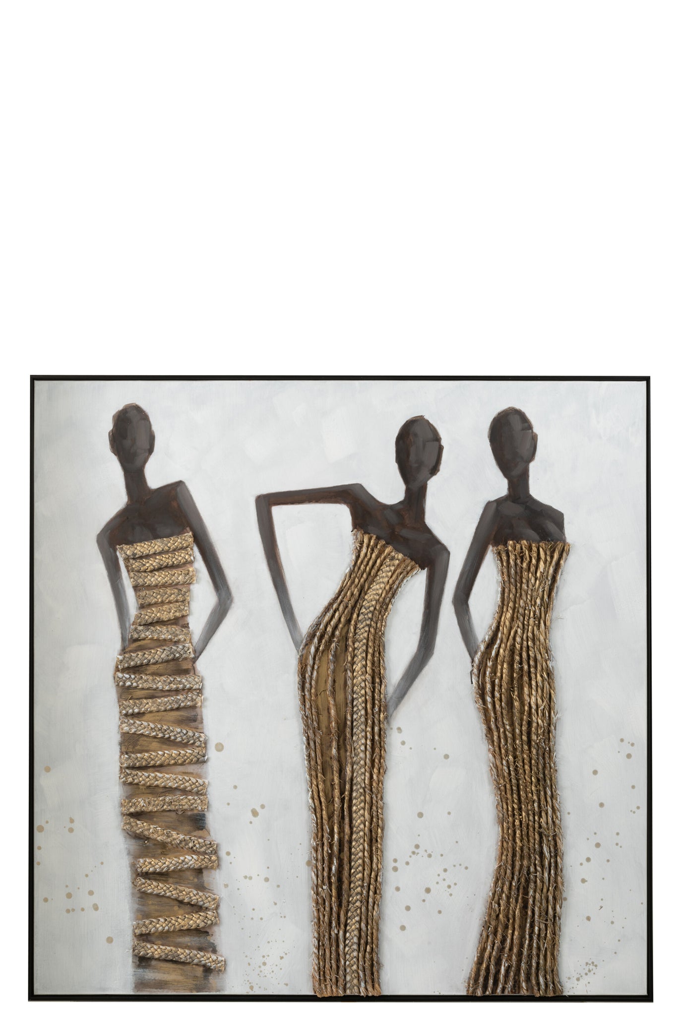 J-LINE WANDDECORATIE 3 AFRIKAANSE VROUWEN CANVAS/VERF/TOUW MIX - 120 X 120 CM - Tuincentrum Lopik
