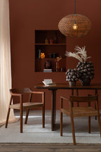 J-LINE DINING CHAIR SQUARE OPEN WEBBING TEAK WOOD BROWN - Tuincentrum Lopik