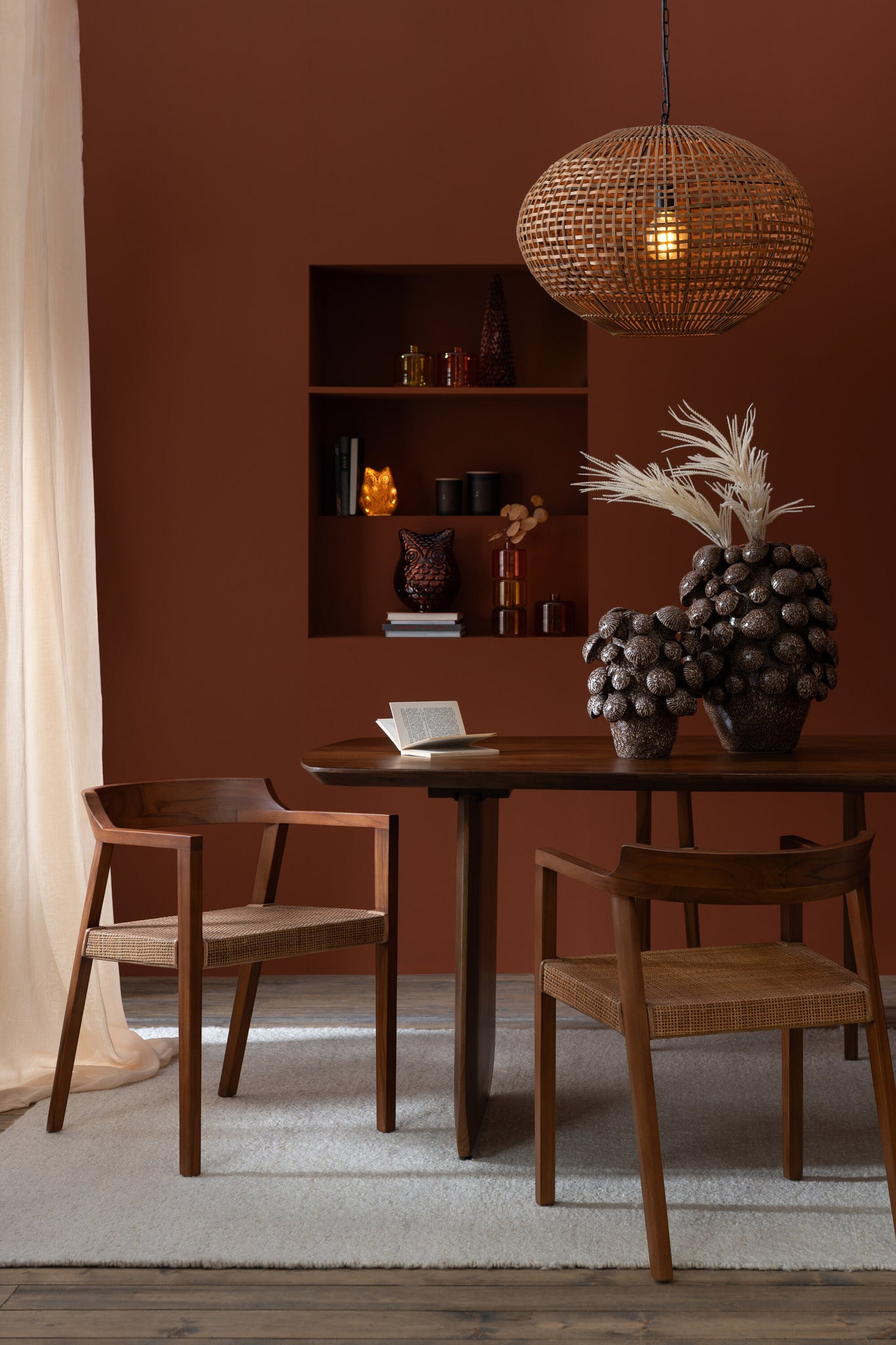 J-LINE DINING CHAIR SQUARE OPEN WEBBING TEAK WOOD BROWN - Tuincentrum Lopik
