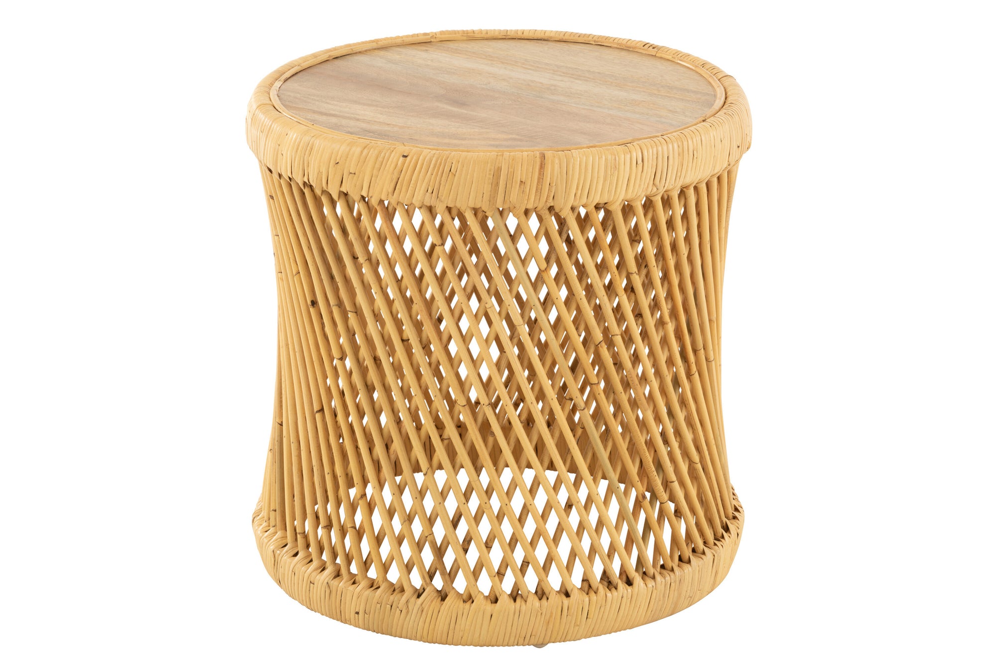 J-LINE BIJZETTAFEL CILINDRISCH ROTAN NATUREL - Tuincentrum Lopik