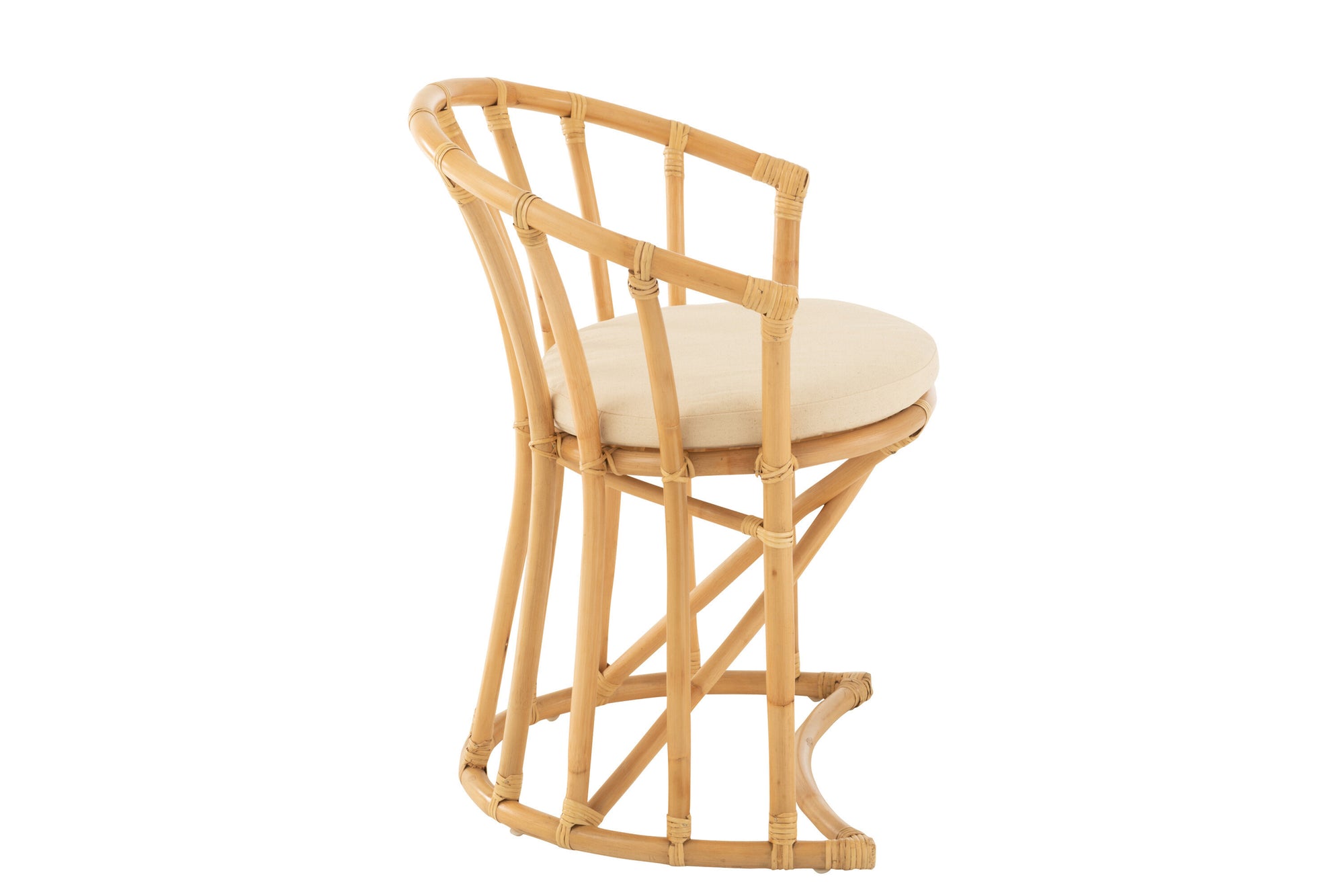J-LINE STOEL + KUSSEN ROTAN/TEXTIEL NATUREL/WIT - Tuincentrum Lopik