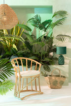 J-LINE STOEL + KUSSEN ROTAN/TEXTIEL NATUREL/WIT - Tuincentrum Lopik