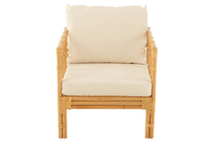 J-LINE ARM CHAIR ELISE + KUSSEN – RATTAN/TEXTIEL – NATURAL/WHITE – 73 CM - Tuincentrum Lopik