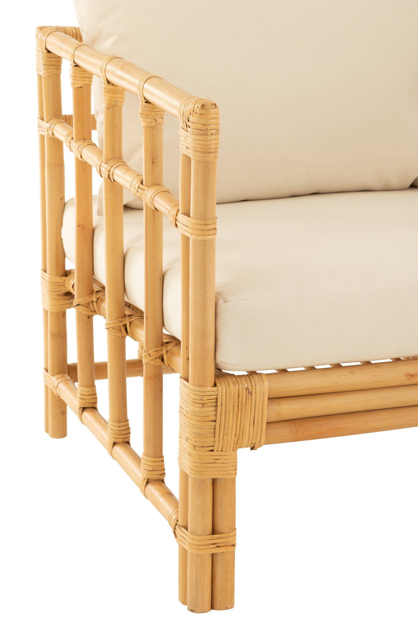 J-LINE ARM CHAIR ELISE + KUSSEN – RATTAN/TEXTIEL – NATURAL/WHITE – 73 CM - Tuincentrum Lopik