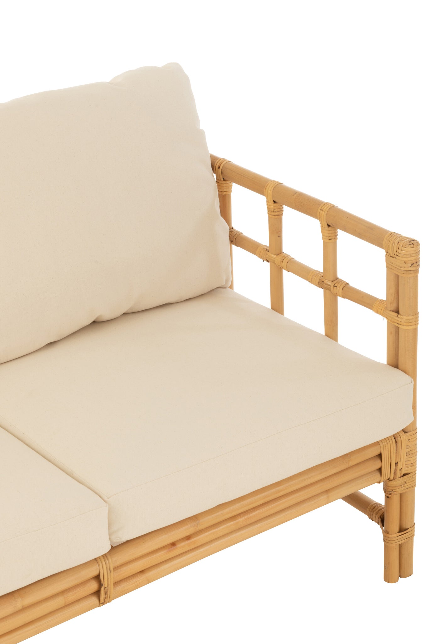 J-LINE SOFA ELISE + KUSSEN 3-PERSOONS ROTAN/TEXTIEL NATURAL/WIT - Tuincentrum Lopik