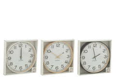 J-LINE WANDUHR RUND KUNSTSTOFF BEIGE/WEISS/SCHWARZ GROSS (3ER-SET)