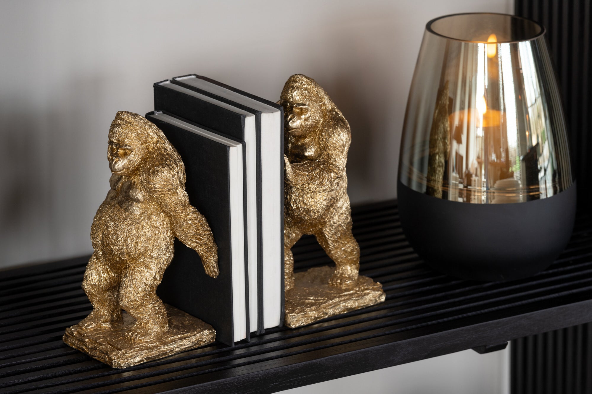 J-LINE BOEKSTEUN GORILLA RESIN GOUD SET 2 - Tuincentrum Lopik