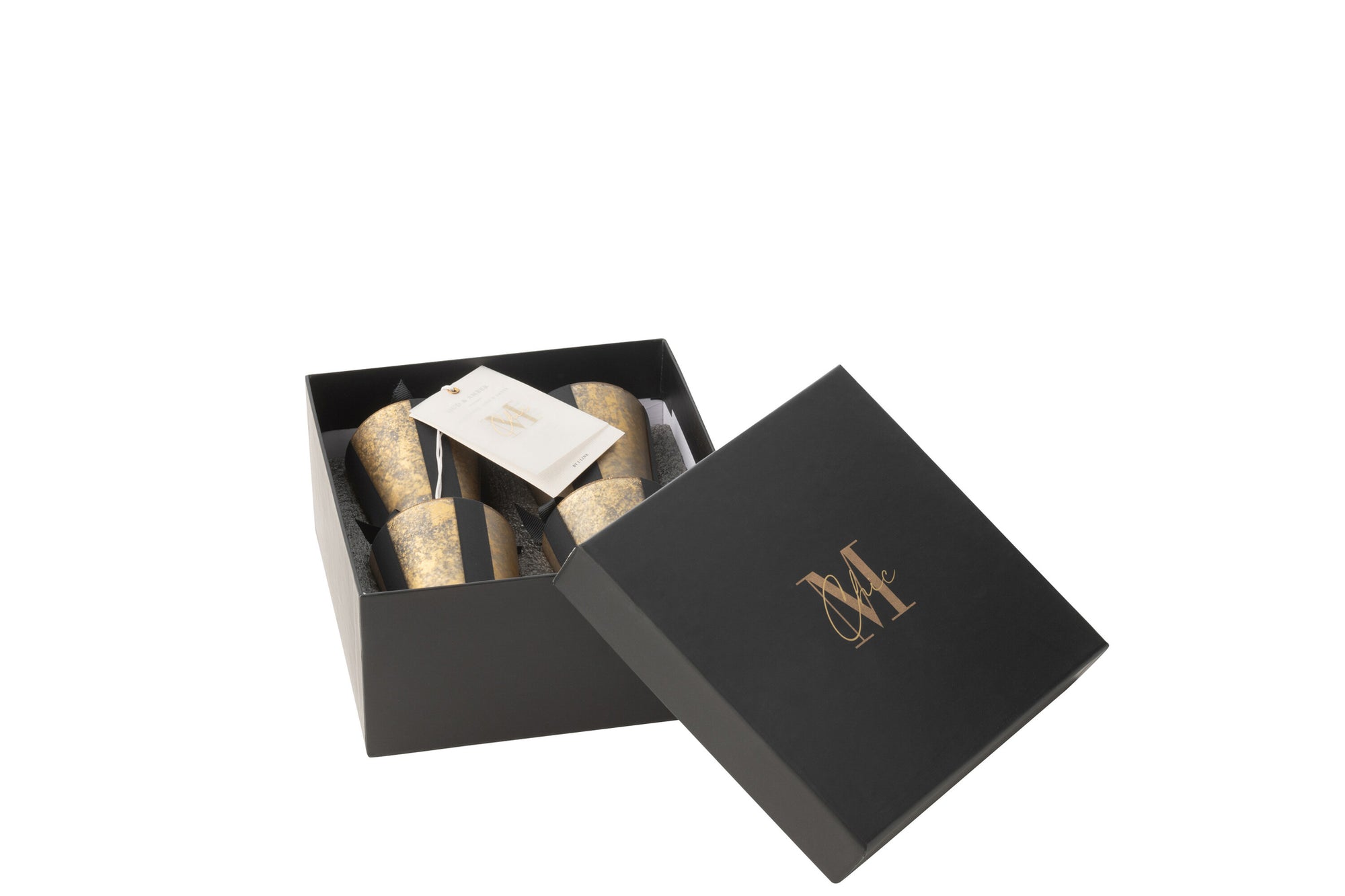 J-LINE SET 4 GEURKAARSEN M-CHIC GLAS GOUD/ZWART OUD & AMBER 20 UUR - Tuincentrum Lopik