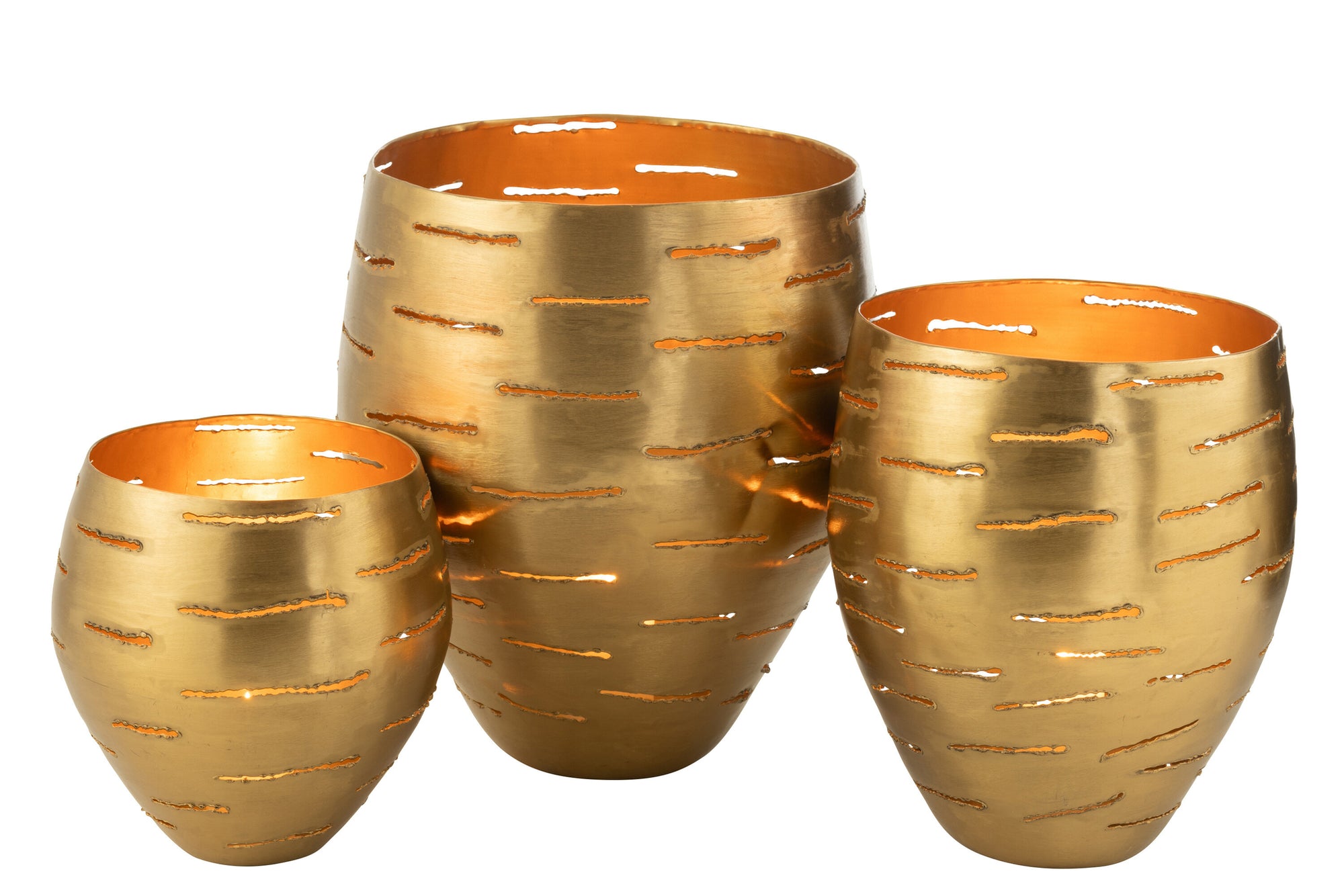 J-LINE SET 3 WINDLICHT SCHALEN METAAL GOUD - Tuincentrum Lopik