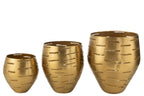 J-LINE SET 3 WINDLICHT SCHALEN METAAL GOUD - Tuincentrum Lopik