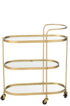 J-LINE BARCART OVAAL METAAL/SPIEGEL GOUD L71XB33XH84CM - Tuincentrum Lopik