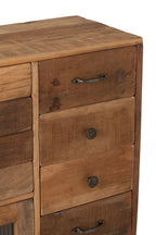 J-LINE KAST RETRO GERECYCLED HOUT/GLAS NATUREL - 62X30XH110 CM - Tuincentrum Lopik