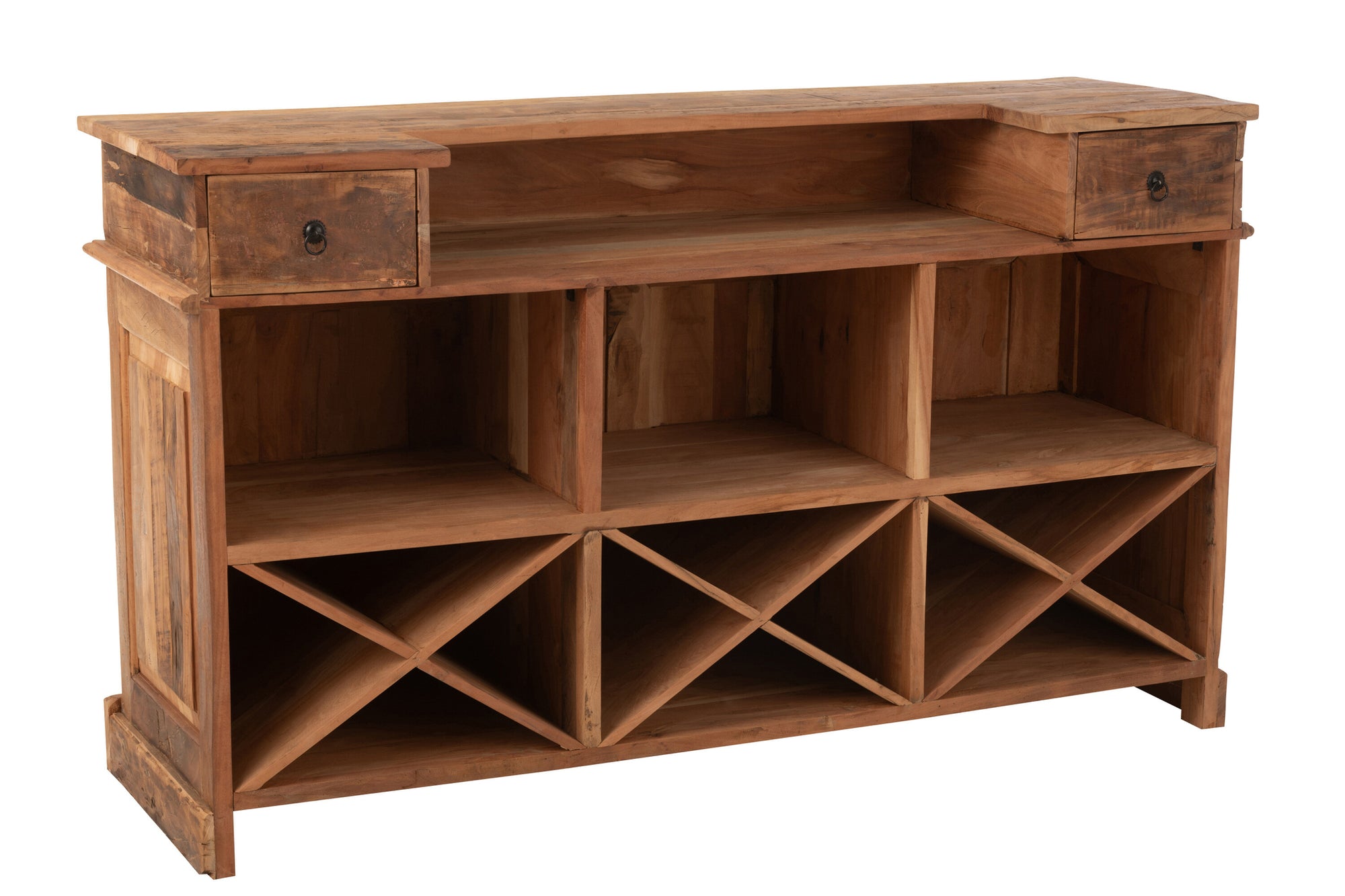 J-LINE BAR 2 LADES GERECYCLED HOUT NATUREL L180XB55XH106CM - Tuincentrum Lopik