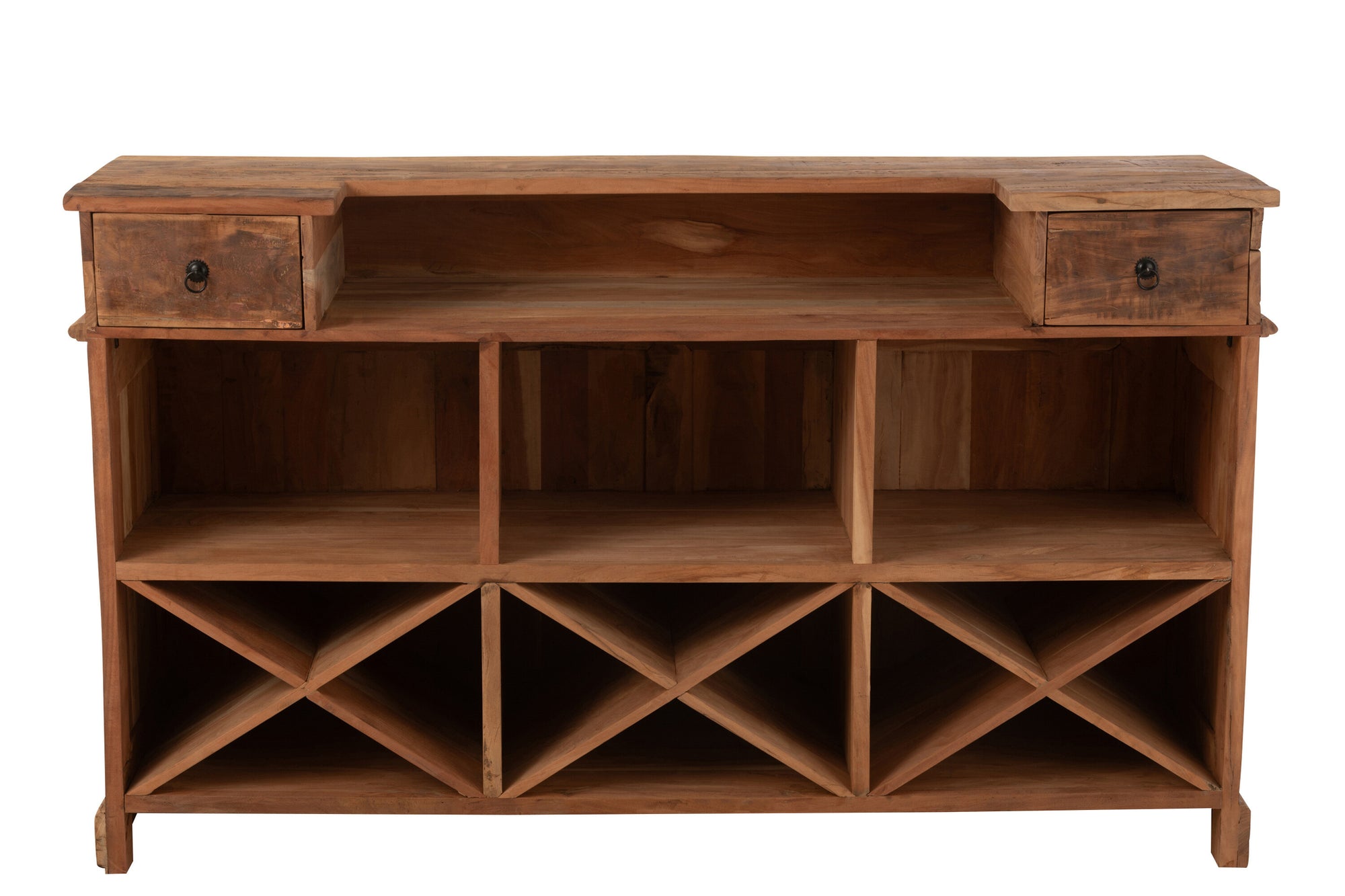 J-LINE BAR 2 LADES GERECYCLED HOUT NATUREL L180XB55XH106CM - Tuincentrum Lopik