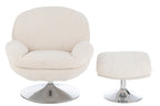 Relaxstoel + Voetenbank Lay Metaal/Multiplex Crème/Zilver - Tuincentrum Lopik