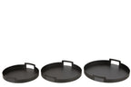 J-LINE SET AUS 3 RUNDEN METALLTABLETTS SCHWARZ