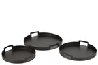 J-LINE SET AUS 3 RUNDEN METALLTABLETTS SCHWARZ