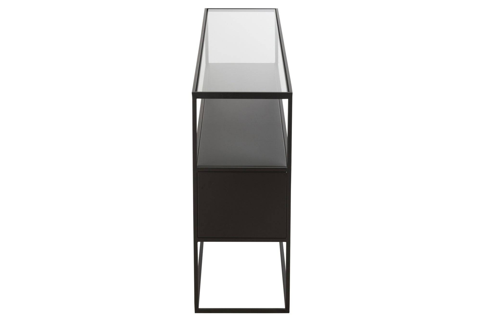 J-LINE CONSOLE VIERKANT METAAL/GLAS ZWART 140X30X72CM - Tuincentrum Lopik