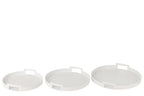 J-LINE SET VAN 3 DIENBLADEN ROND METAAL WIT – SET VAN DRIE STUKS - Tuincentrum Lopik