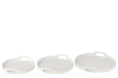 J-LINE SET VAN 3 DIENBLADEN ROND METAAL WIT – SET VAN DRIE STUKS - Tuincentrum Lopik