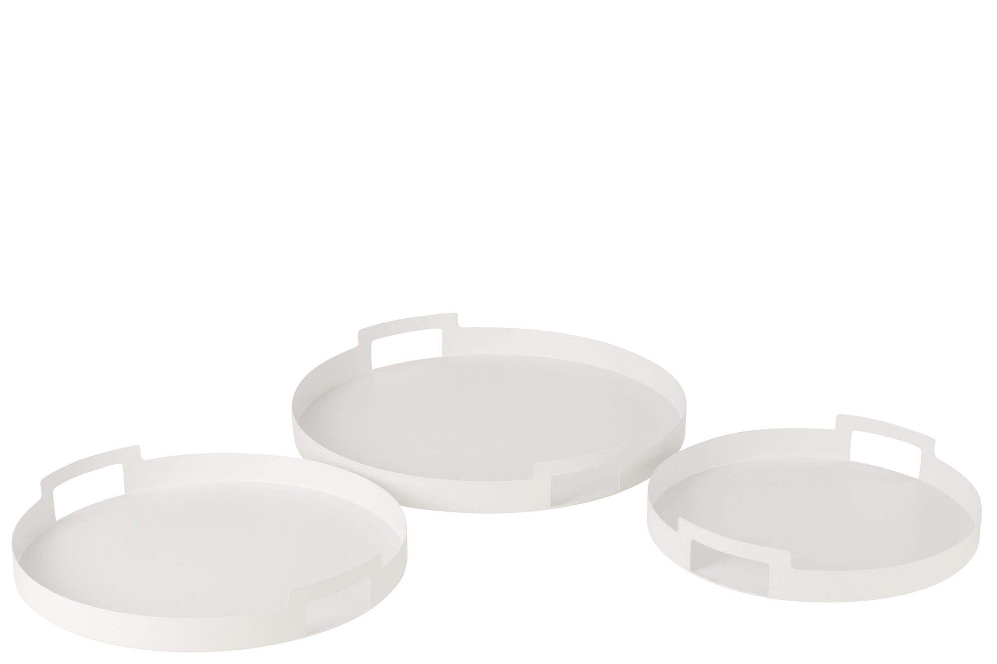 J-LINE SET VAN 3 DIENBLADEN ROND METAAL WIT – SET VAN DRIE STUKS - Tuincentrum Lopik