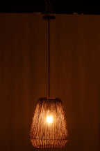 J-LINE HANGLAMP WEAVE METAAL/PALM ZWART SMALL - Tuincentrum Lopik
