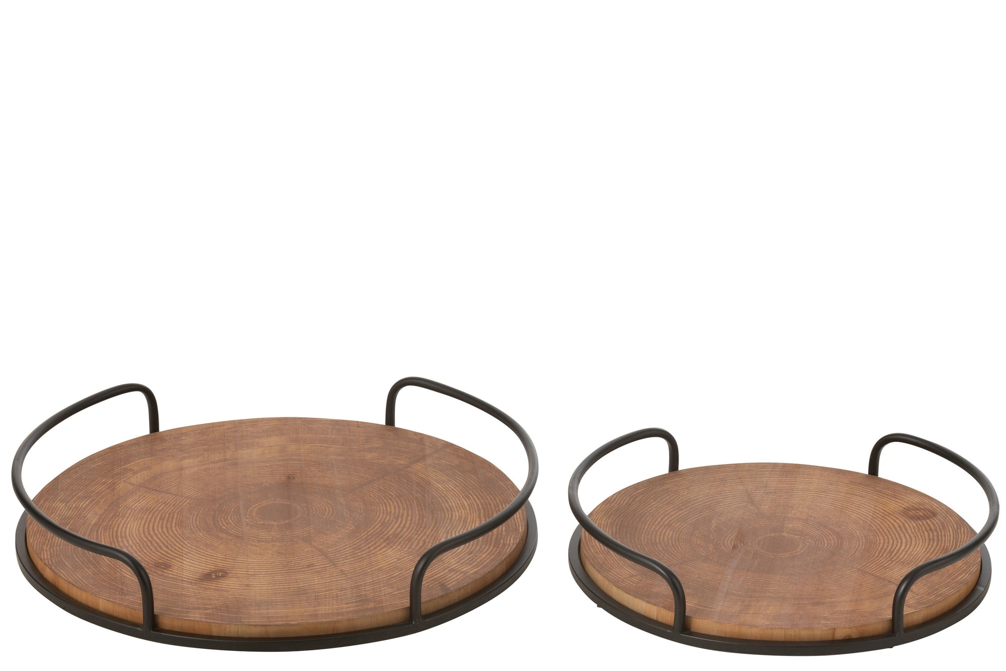 J-LINE SET VAN 2 DIENBLADEN ROND MDF/IJZER NATUURLIJK/ZWART - Tuincentrum Lopik